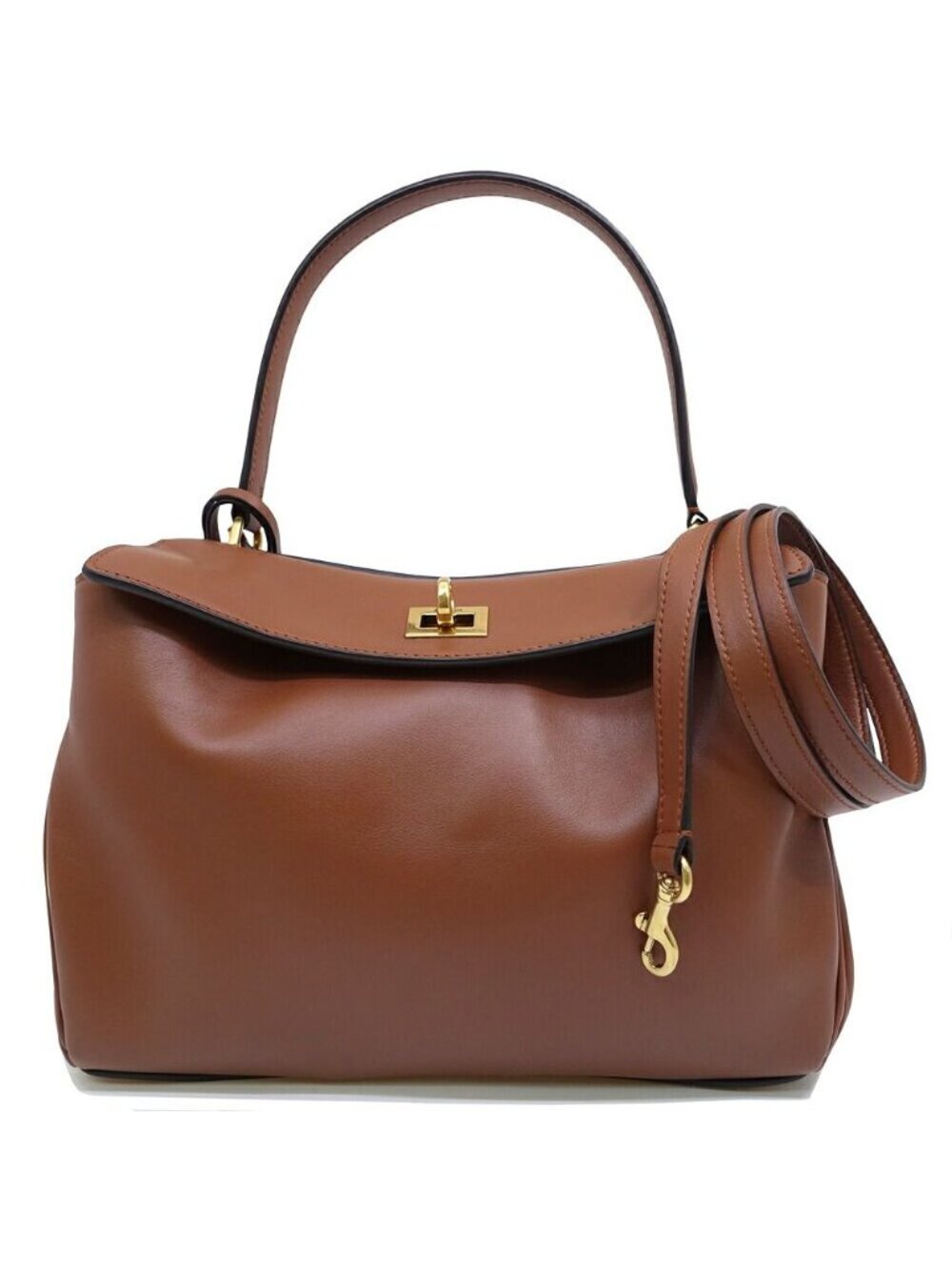 Balenciaga Rodeo Small Handbag 2-Way Leather Brown Gold